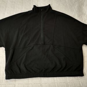 BB Dakota, Steve Madden Black Half-Zip Pullover Sweatshirt, Cropped, Size Medium